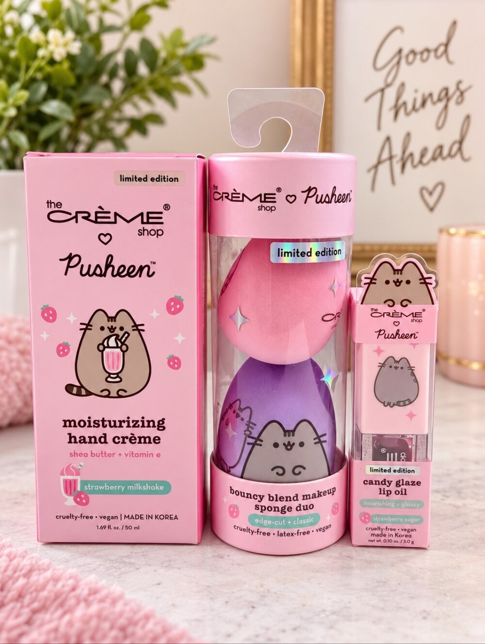 The Crème Shop x Pusheen Limited Edition Strawberry Beauty Bundle 3pc NWT